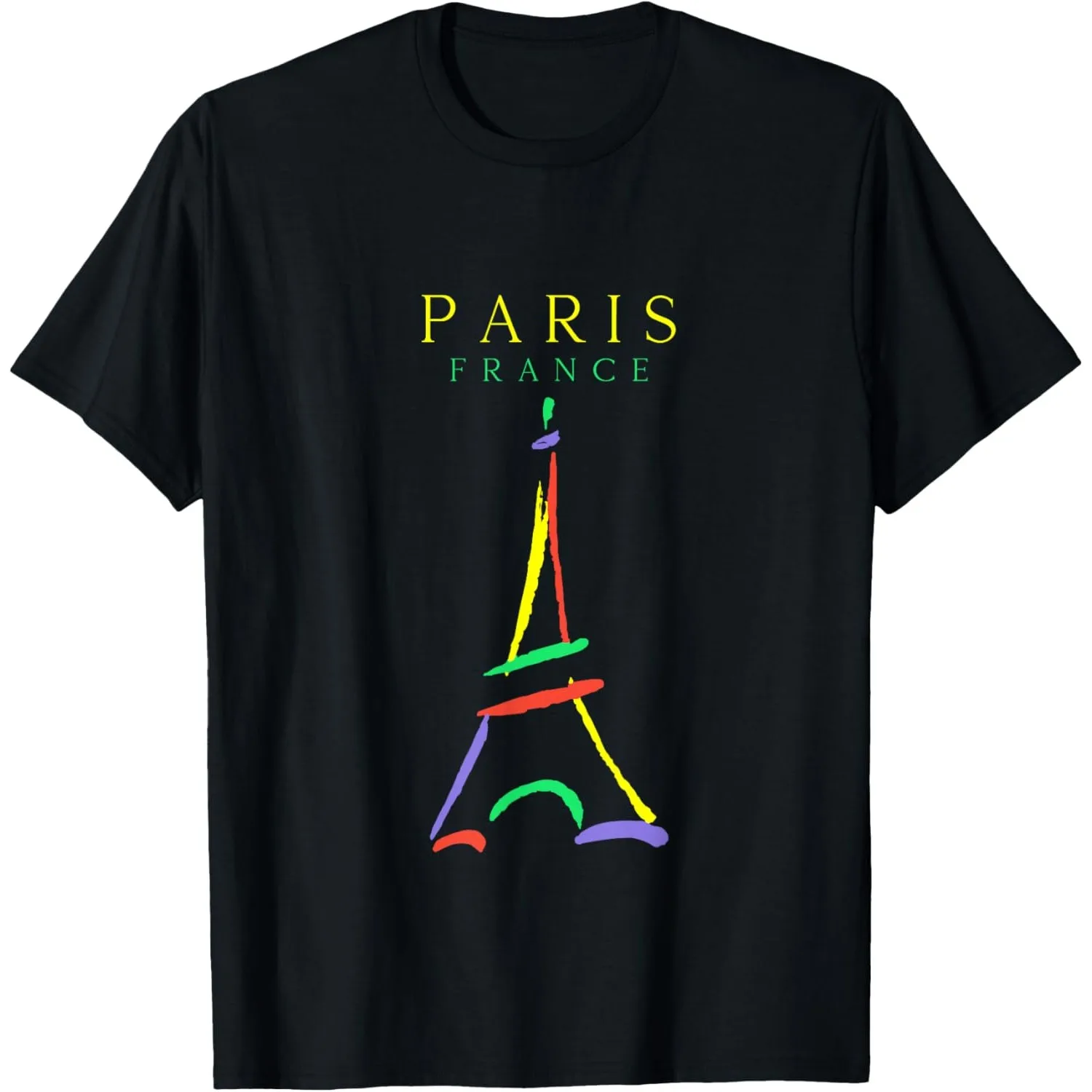 Paris France Eiffel Tower Sketch Graphic Tee Men Cotton Breathable Round Neck T-Shirt