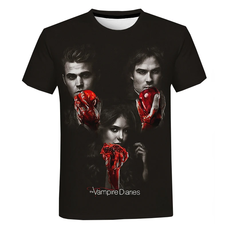 TV Series The Vampire Diaries 3D Print T-Shirt Summer Streetwear Men Women Fashion Oversized Unisex Hip Hop Tees Tops