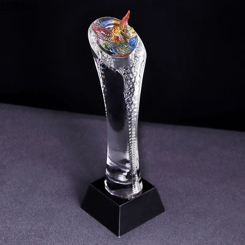 Rainbow Dapeng Bird Crystal Trophy Transparent Glass Art Sculpture Display Model Statue Home Accessories Decoration Crafts