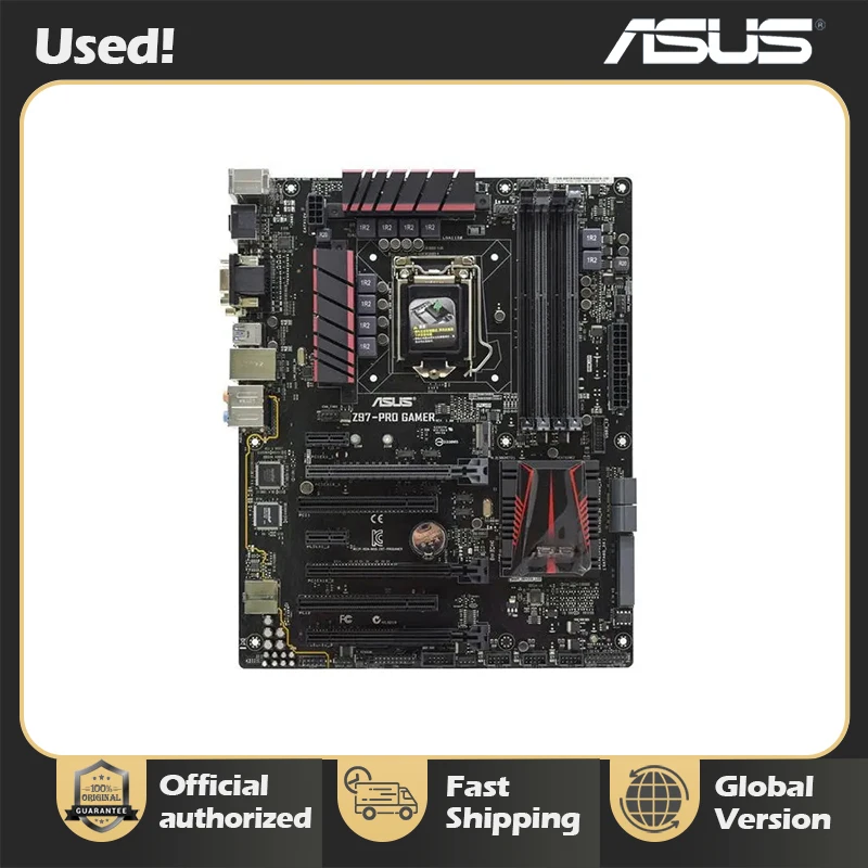 ASUS-Z97 Placa-mãe PRO GAMER, 1150 DDR3, Core i7, 4790K, i5 4670K Cpus, Intel Z97, PCI-E 3.0, 32GB, ATX, M.2, SATA3, 6 × USB 3.0