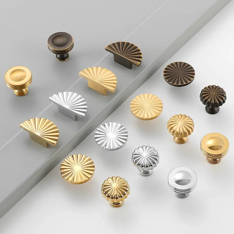 مشرق الكروم ضوء فاخر الذهب النمط الفرنسي النحاس خزانة أثاث خزانة درج ثقب واحد الصينية الشمال مقبض دائري #2