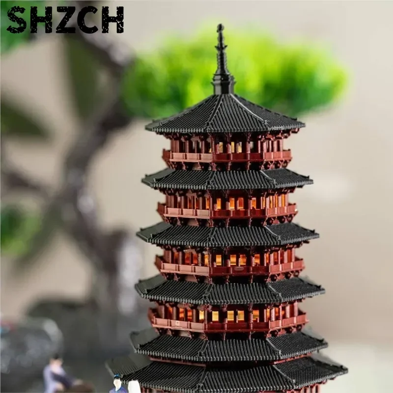 Babao Linglong Pagoda Shape Mini Landscape Architecture Pavilion Deoration Ornament Accessories 3D Printing Yingxian PagodaZI440