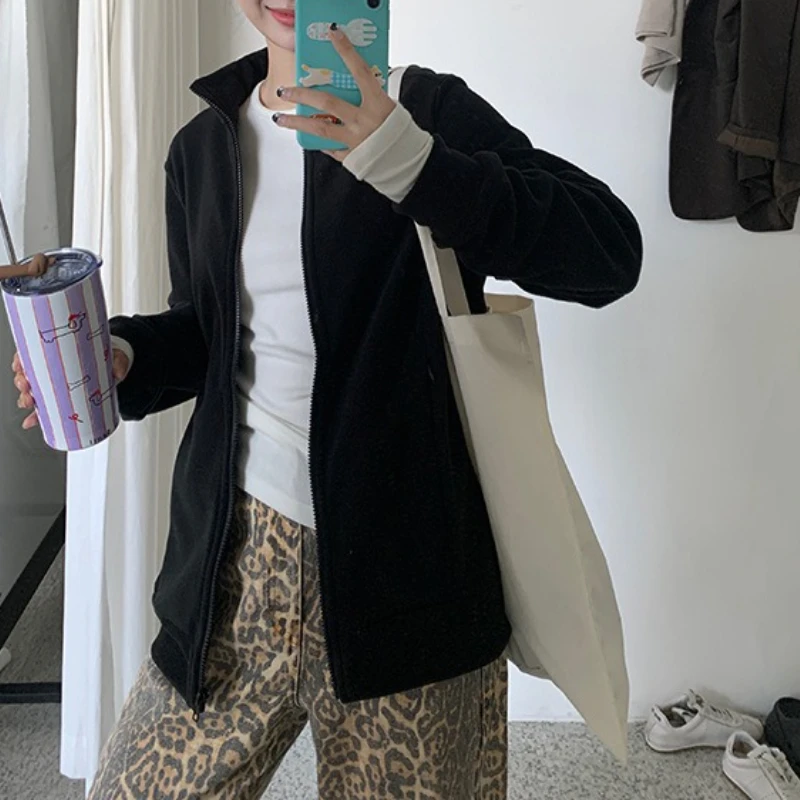Fleece Jacket for Women Autumn and Winter Couples Warm Fleece Sweatshirt Double-sided Fleece Loose Sports Outdoor