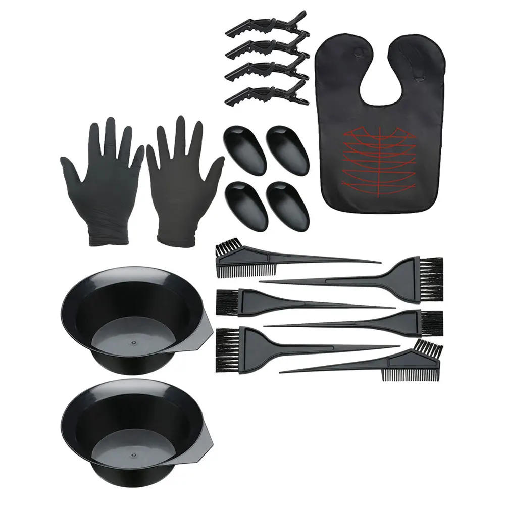 

19 Pcs Dye Coloring Kit Professional Tools Plastic Brush Clip Set Hair Dye Kit Hair Coloring Accessories Styling Care