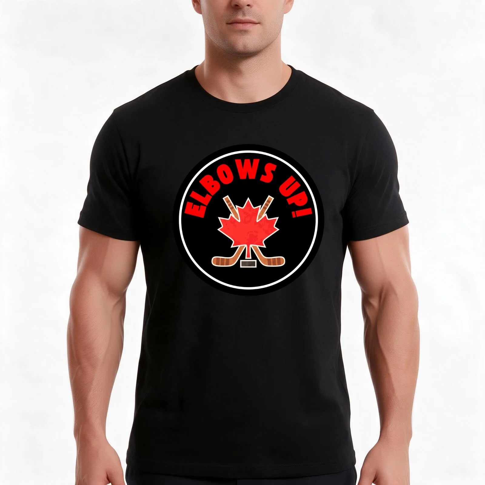 Elbows Up! black and red T-Shirt, Summer Casual Cotton Tee, Oversized Streetwear Tops, Vintage Graphic Print, Unisex Men Women