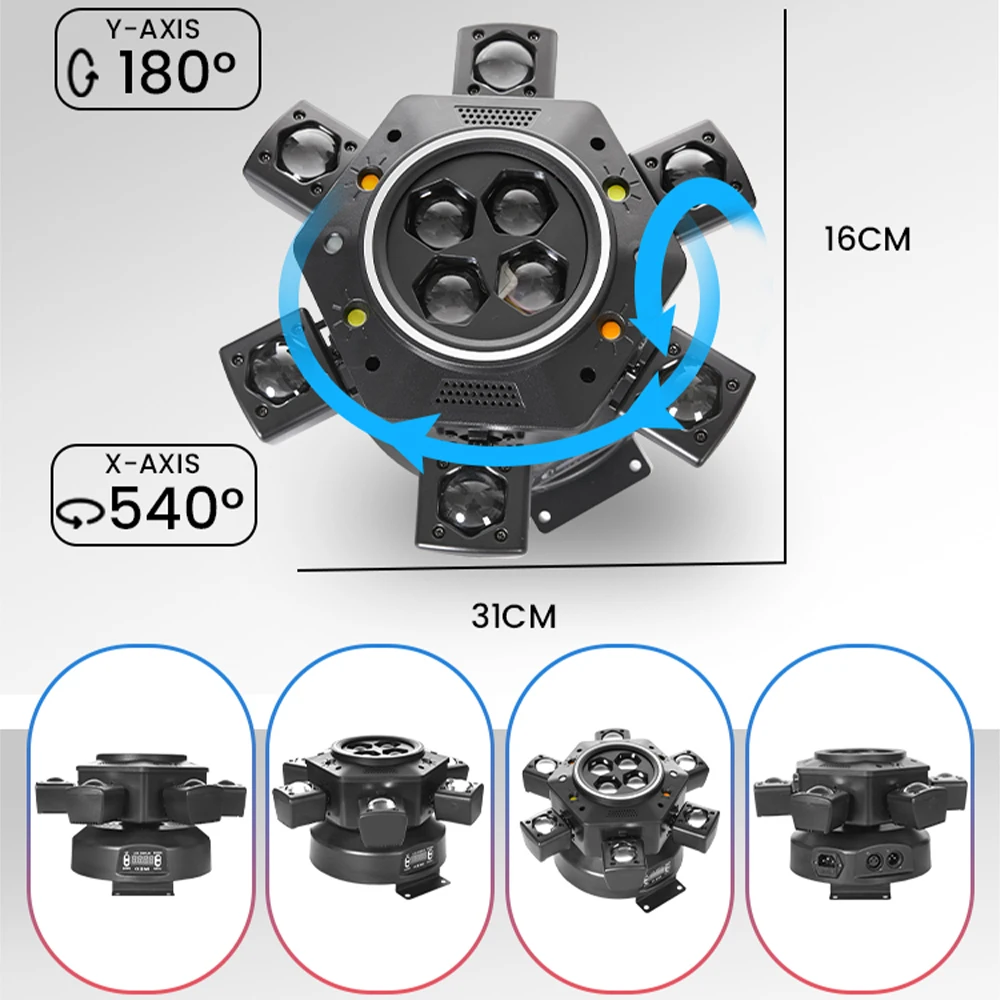 Lumière DJ à tête mobile à 6 bras, 150W, télécommande, faisceau lumineux LED pour fête Disco, DMX512, éclairage d'effet de scène rotatif pour discothèque