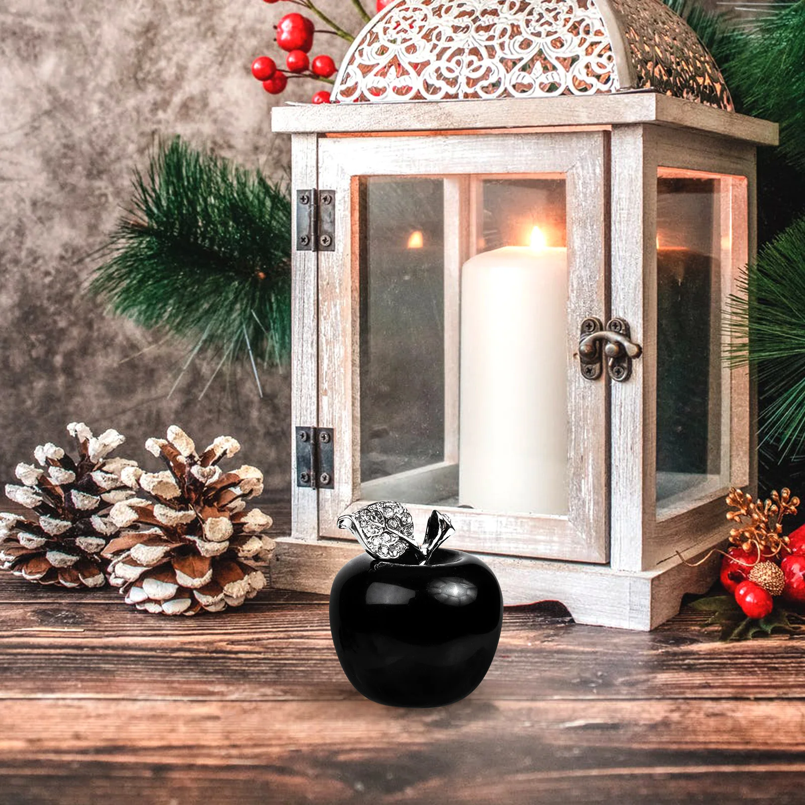 

Crystal Apple Adornment Natural Crystal Alloy Ornament Table Decoration Home Decor Desktop Ornament Festive Gift