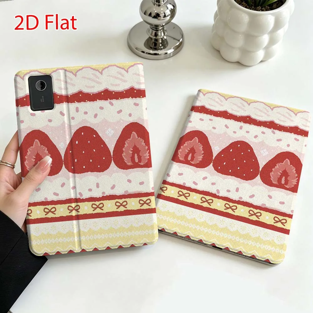Pink strawberry dessert For Lenovo Xiaoxin Pad Pro Tab P12 P11 11 13 11.2 inch K11 Plus Pen Tray Tablet Case Soft