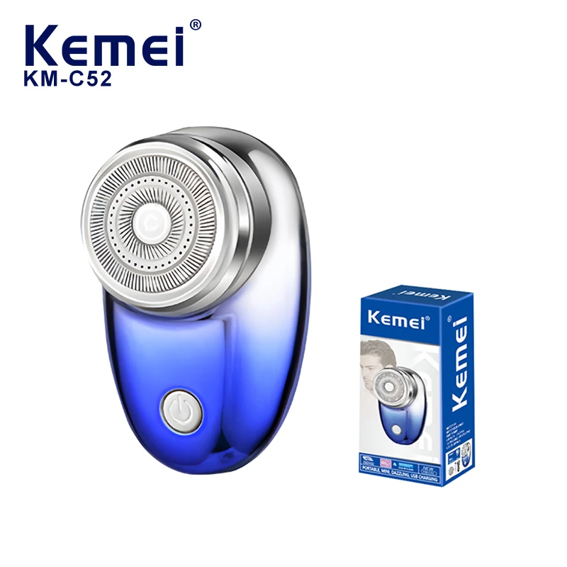 Kemei KM-C52 ماكينة حلاقة كهربائية للرجال حجم قصير ماكينة حلاقة الوجه الصغيرة USB قابلة للشحن المحمولة أداة تهذيب اللحية سلامة الحلاقة