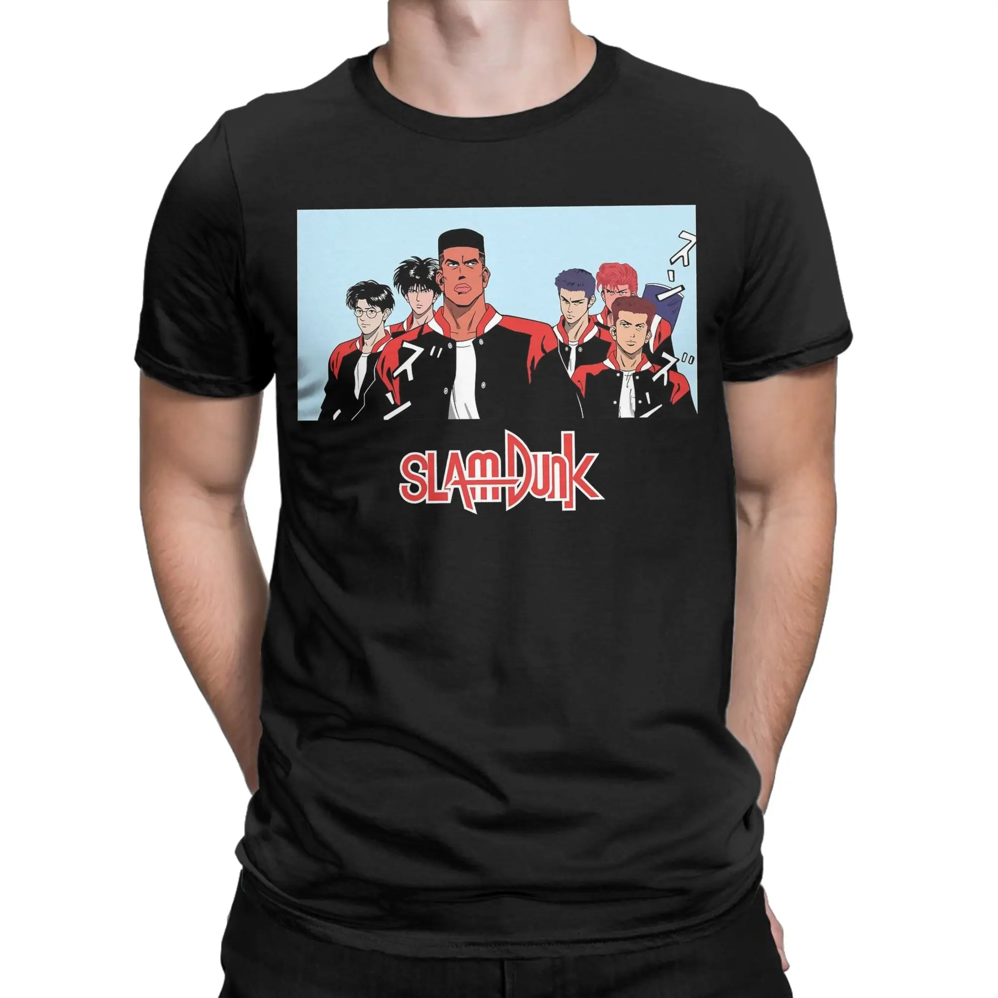 Men T-Shirt Slams Dunks Novelty 100% Cotton Tees Short Sleeve  T Shirts Round Collar Clothes Summer