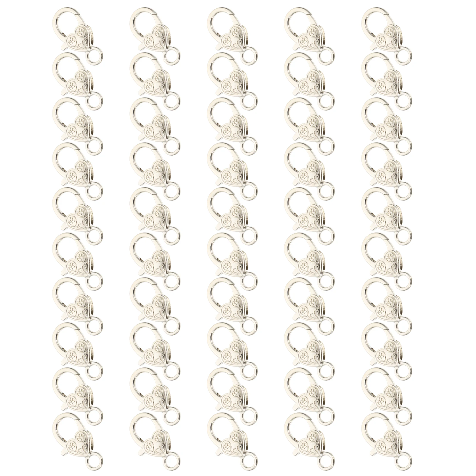 

50pcs Heart Lobster Clasps Replacement Diy Key Chain Connection Buckle Alloy Keyring Making Findings For Bag Pendant Decoration