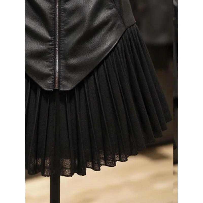 Temperament Spice Girl Pleated Splicing Skirt New Design Sense Fashionable Women's Clothing Beautiful Foreign Style Comfortable