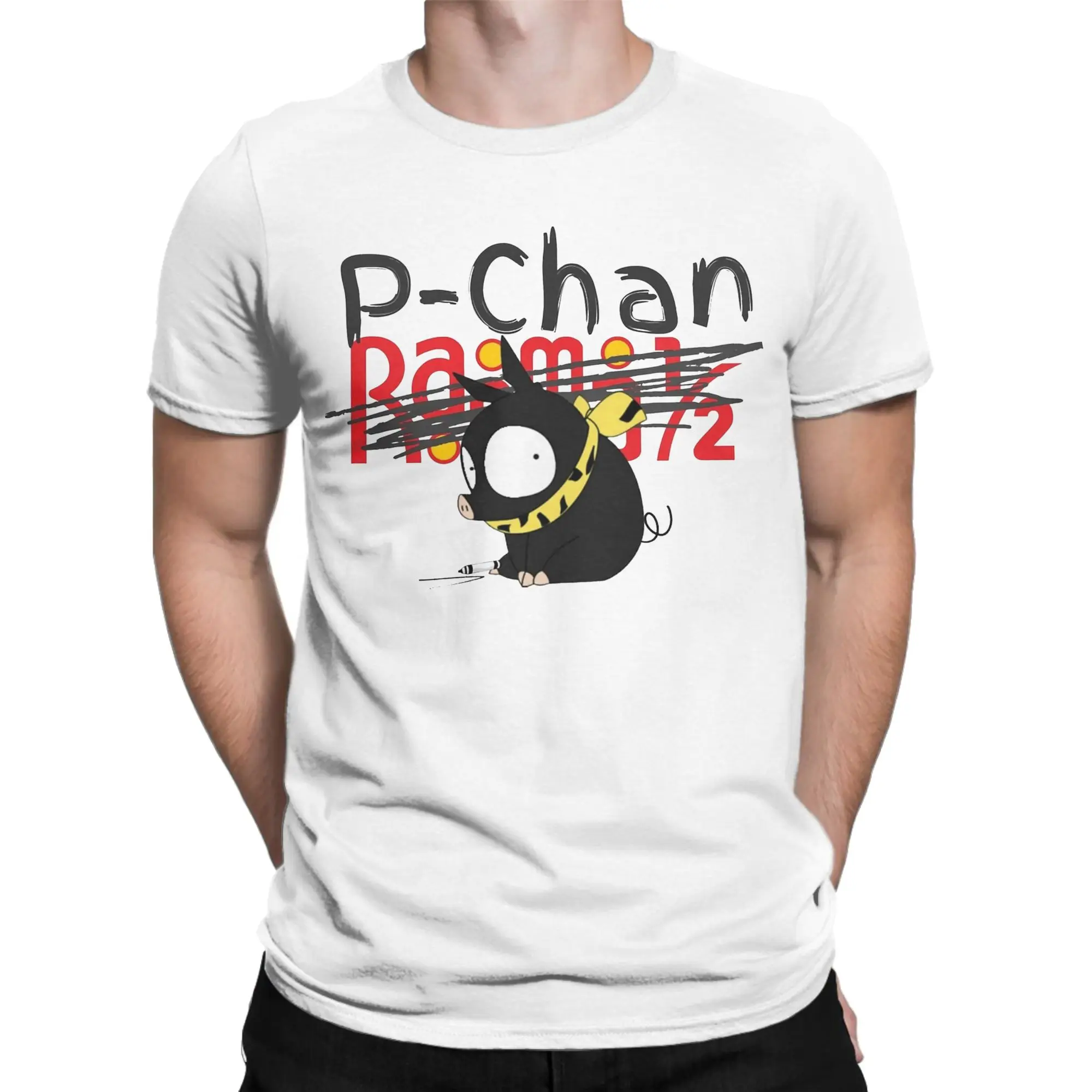 P-Chan Ranma 1/2 Logo Men T Shirt  Novelty Tees Short Sleeve Round Collar T-Shirt Pure Cotton Plus Size Tops