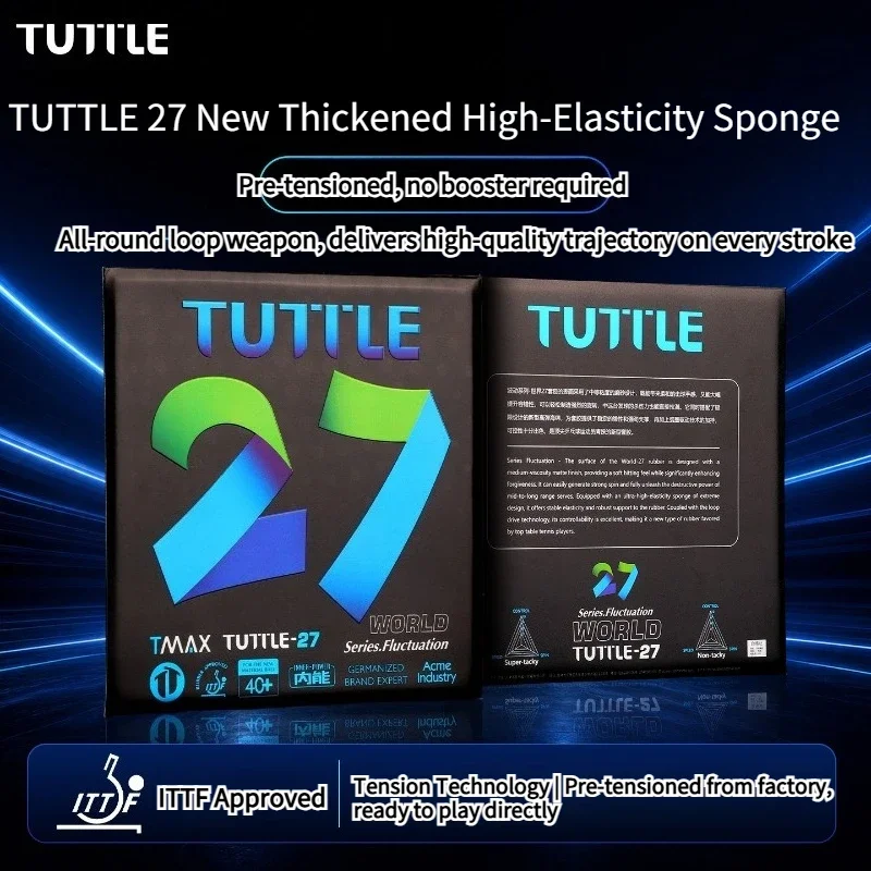 TUTTLE Fluctuation-World 25/27 Table Tennis Rubber Medium Tack Matte Pips in 2.5/2.7mm Extra Thick Sponge Ping Pong Rubber ITTF