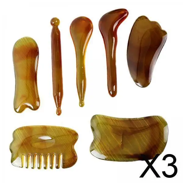 

3x7 шт. Инструмент Gua Sha Tools Смола Ручной подтяжка лица Ручной для гладкой и красивой кожи Инструменты для массажа лица Gua Sha Board