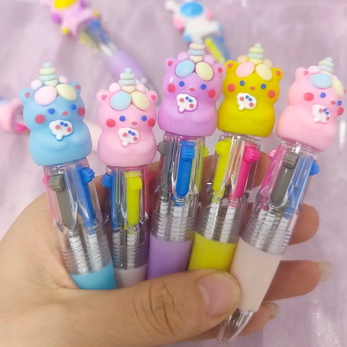 

5Pcs/Lot Cute Cartoon Baby Unicorn 4 Colors Mini Ballpoint Pens Kawaii Animal Kids Writing Supplies School Office Stationery
