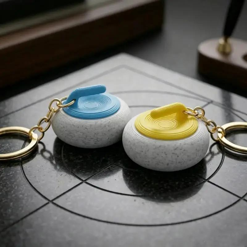 Mini Curling Keychain With Realistic Design And Durable Gold Key Ring Perfect For Curling Fans Souvenir Gift