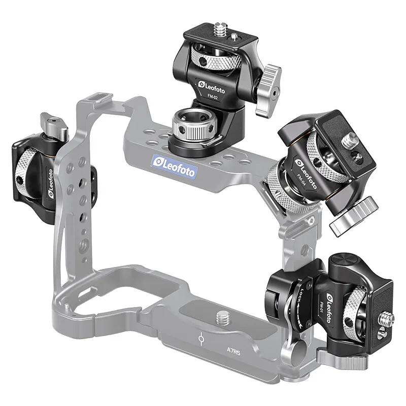 อุปกรณ์เสริมต่อขยายขาตั้งกล้องแบบตาเดียว Leofoto FM Universal Monitor Mount Snail Head FM Series Cold Shoe Arri Positioning