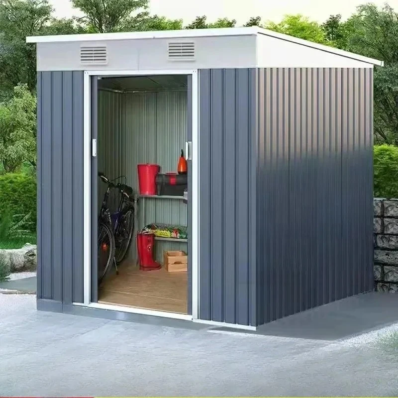 8.5X6.4 FT Outdoor Storage Shed Garden Metal Shed with Lockable Door Outdoor Large Shed for Tool, Garbage Can, Bike