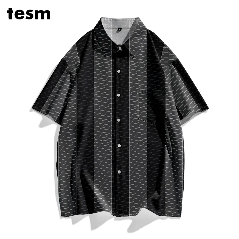 

TESM Мужская красочная рубашка в горошек с коротким рукавом, свободная посадка, повседневные летние пляжные гавайские рубашки, уличная одежда, топ для прогулок для родителей и детей