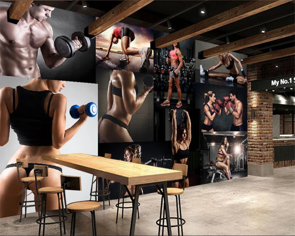 wellyu Custom 3D Wallpaper Ultra-high-definition fitness beauty photo wall  wallpaper Living Room Restaurant Cafe Home Decor3D