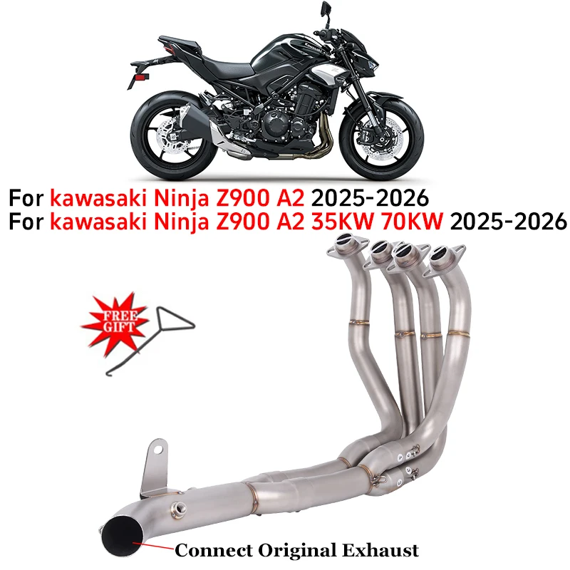 

Slip On Motorcycle Exhaust Escape System Muffler Stainless Steel Front Link Pipe For kawasaki Ninja Z900 A2 35KW 70KW 2025 2026