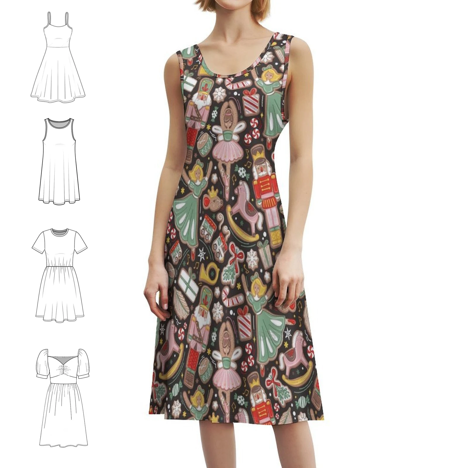 

Щелкунчик балетный пряник вкусное печенье/богемное платье без рукавов для женщин пляжные вечерние платья с принтом Щелкунчик