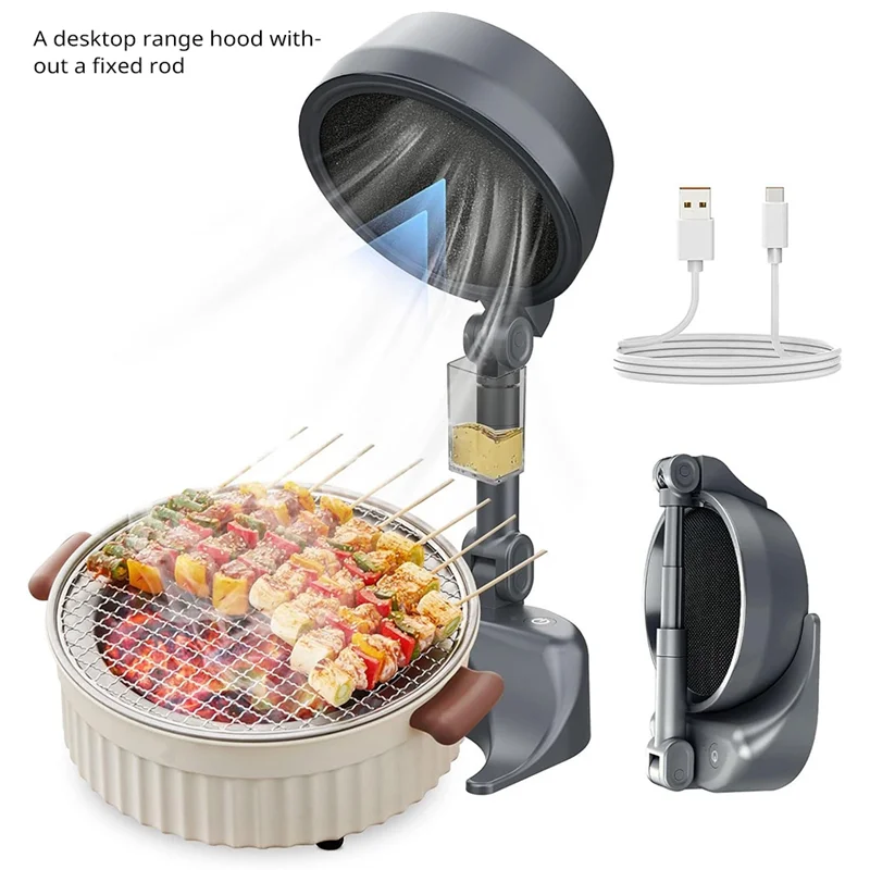 INLIG-Portable Range Hood For Cooking Portable Exhaust Fan Filtering Fumes With Low Noise For Kitchen,Indoor BBQ