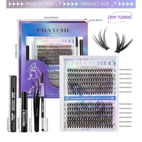 DlY Eyelash Extension Kit 240pcs Mix Individual Lashes Cluster D Curling, Lash Clusters With Lash Bond, Lash Remove And Seal And