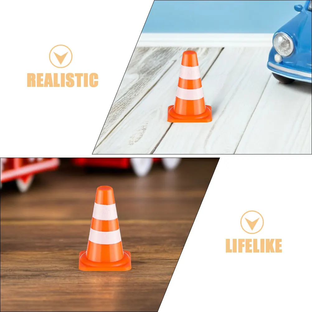 24개 미니 교통 콘 오렌지 건설 표지판 현실적인 모델 밝은 색상 시각 발달 손눈 협응