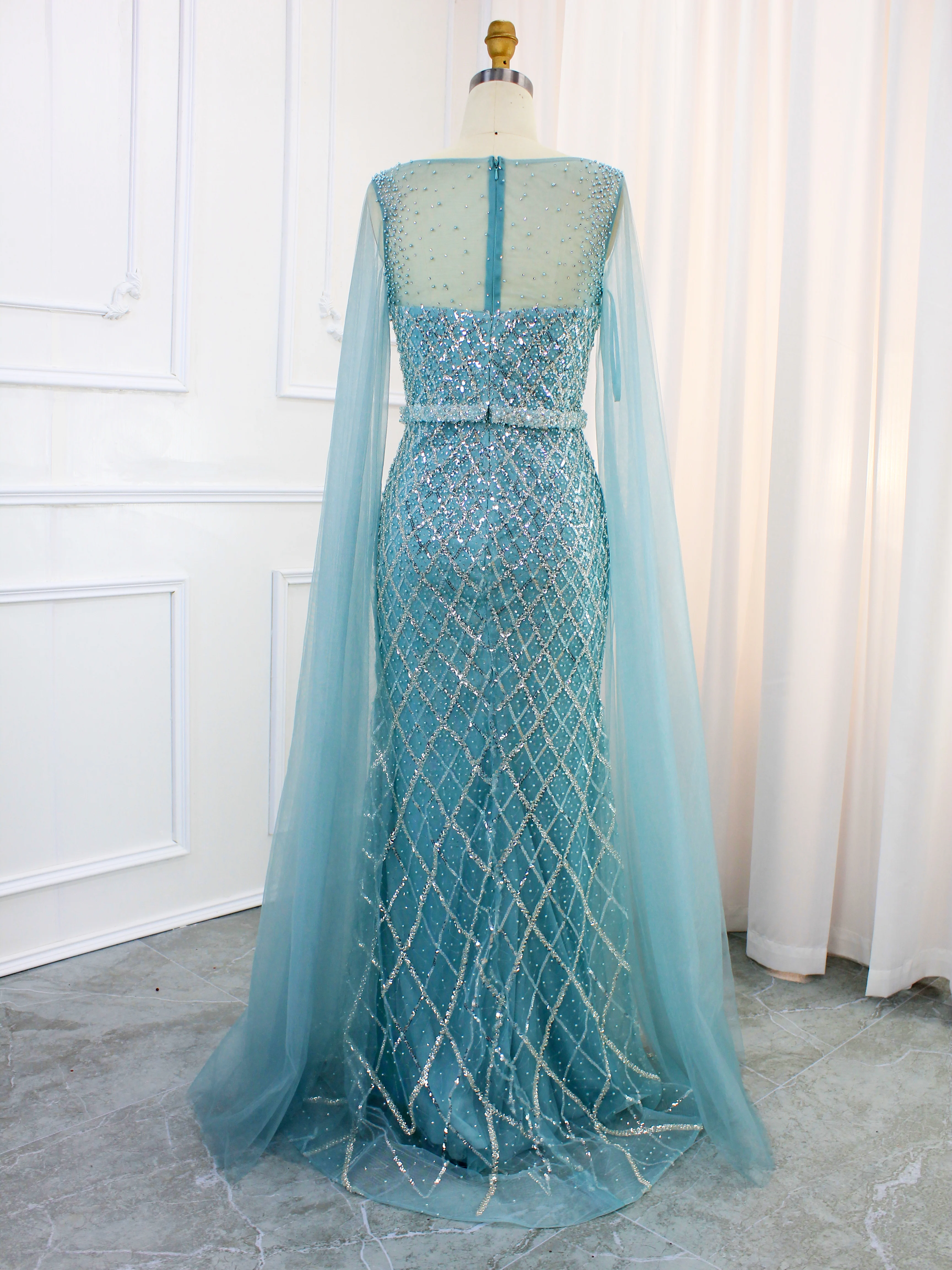 Hot Sale Dubai Turquoise Sweetheart Evening Dresses Luxury Beaded Long Sleeves Formal Gowns 2024 For Women Party With Best Price