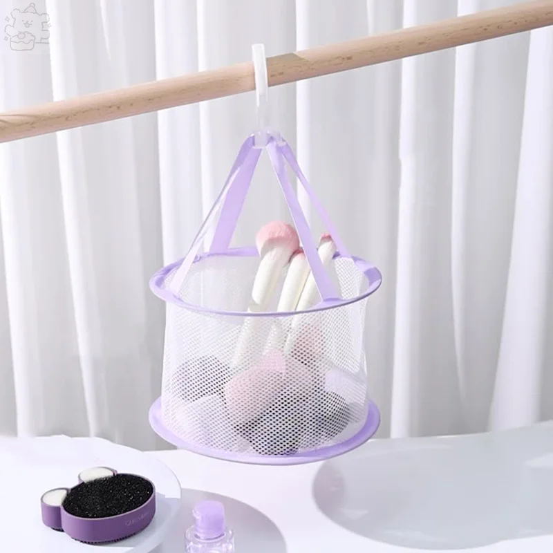 Makeup Brush Storage Powder Puff Drying Bag Mesh Pocket Anti Deformation Mesh Basket Household Use Air Drying Bag