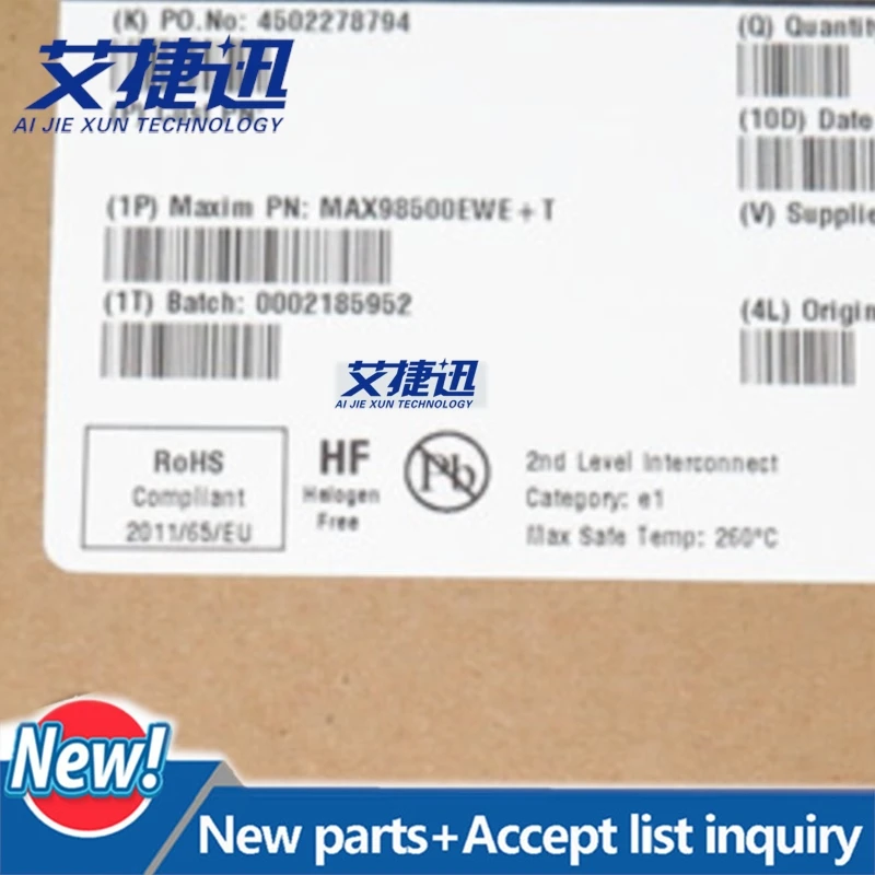 10Pcs MAX98500EWE Boosted 2.2W Class D Amplifier with Automatic Level Control WLP-16 New and original