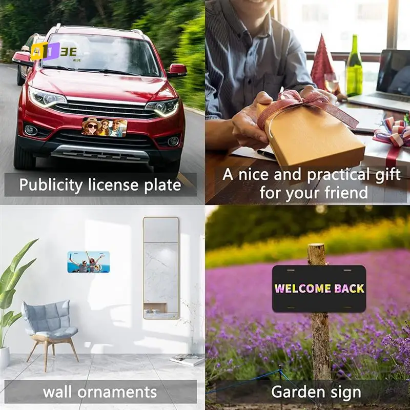 

A13E-10Pcs Blank Heat Thermal Transfer Sheet Car License Plate Tag For Car Decoration Custom,12X6in