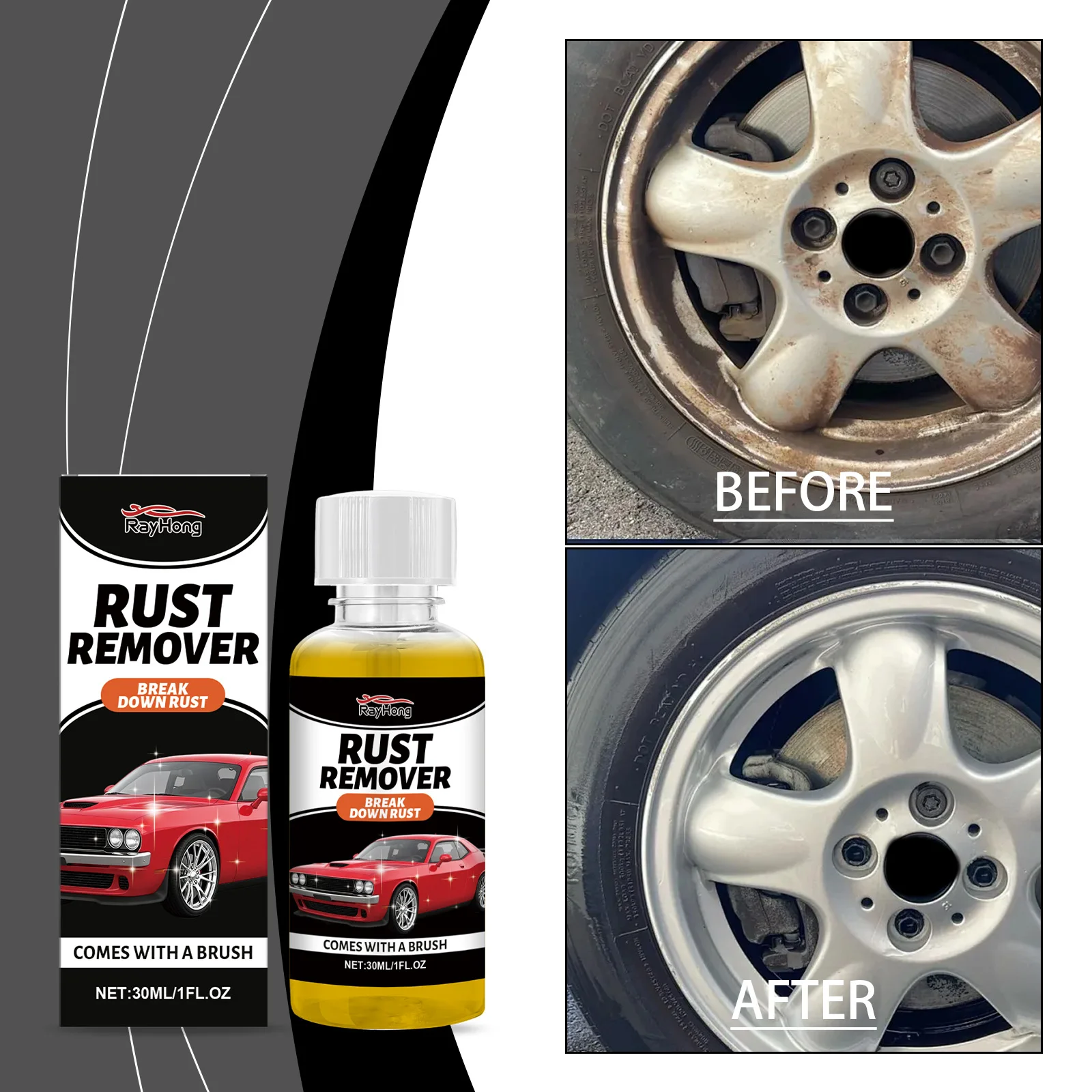 

Effective Rust Remover for Metal Surfaces - Ideal for Automotive, Household Hardware To Improve Cleanliness & Smoothness