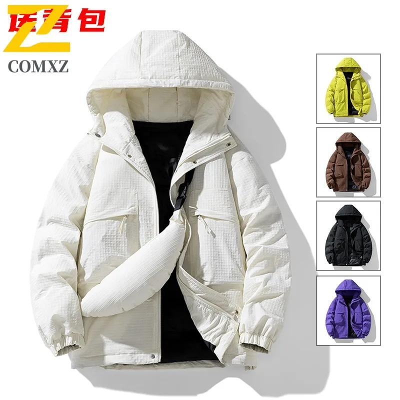 COMXZ عادية مقنعين الفاخرة الرجال وسادة مبطنة تخفيف العمل الباردة برهان سترة الأعمال الترفيه دافئ سميكة الشتاء ملابس جديدة