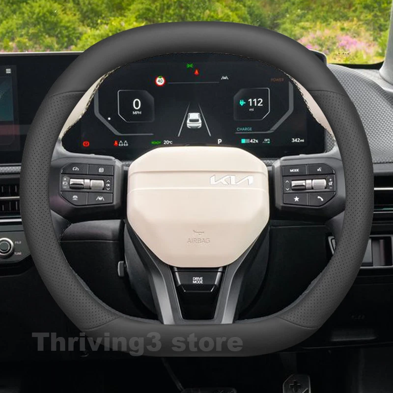 

Leather Car Steering Wheel Cover For Kia EV6 GT Line 2024-2026 Covers For Covers Auto interior Kia Sportage NQ5 2025 Accessories