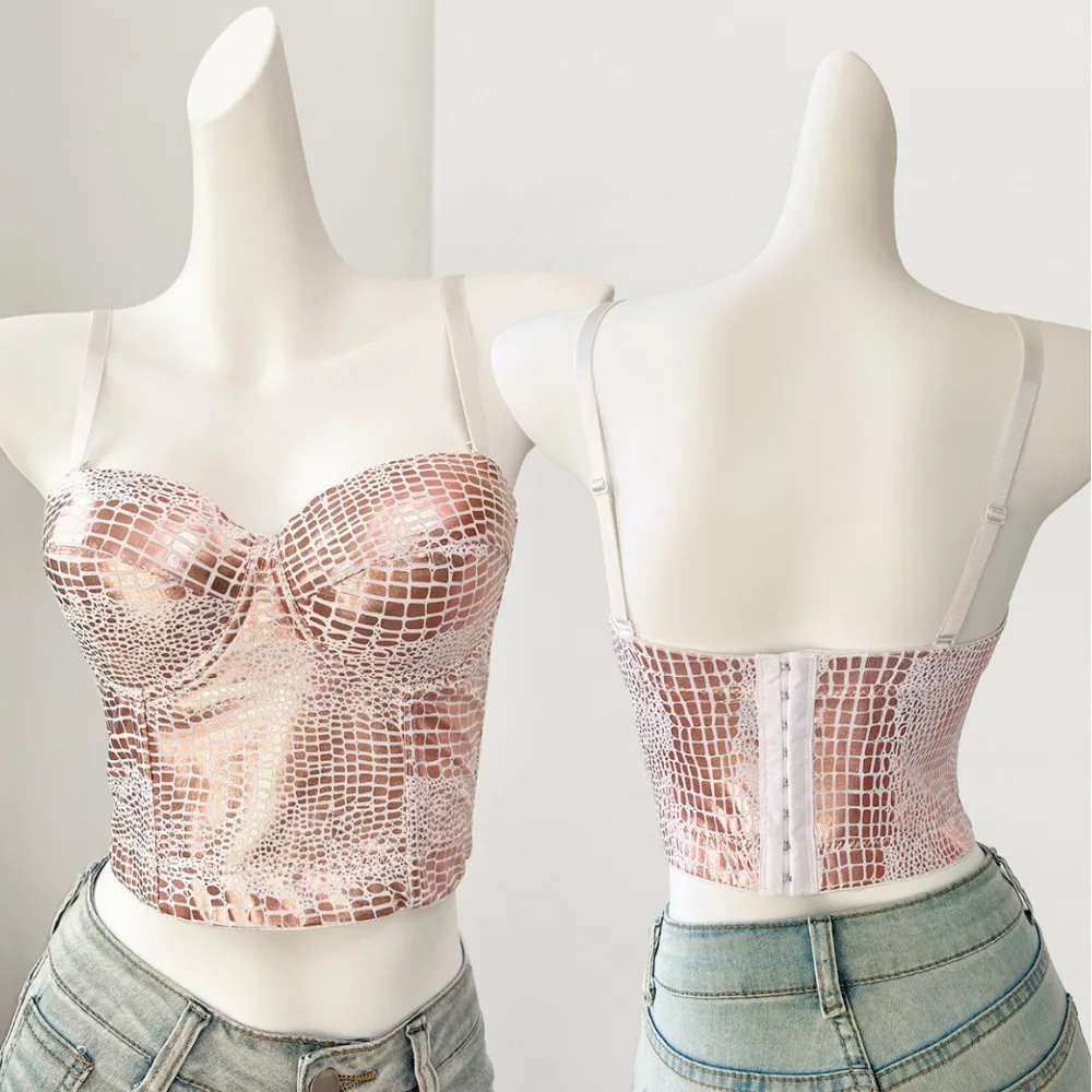Sexy Sequin Glitter Fixed Cup Corset Bustier for Women Push Up Underwire Bra with Side Suppor  Shaper Lingerie for Back Fat