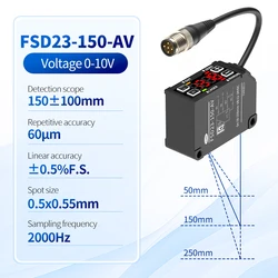 FUWEI FSD23-150-AV LED schermo digitale in alluminio 0-10V sensore di spostamento Laser ad alta precisione