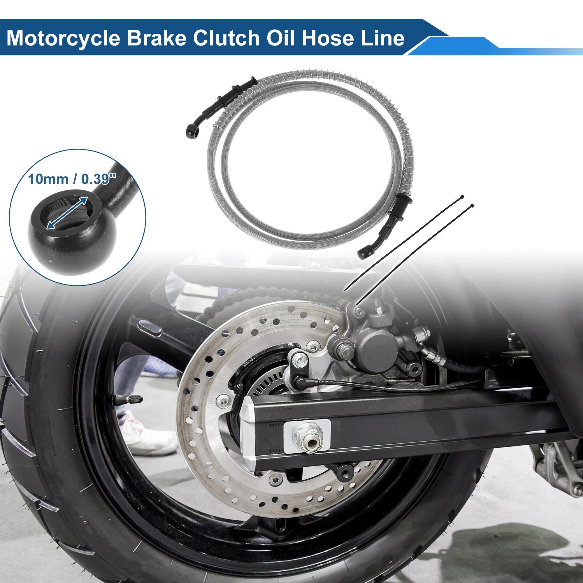 Motoforti 220cm Motorcycle Brake Clutch Oil Hose Line  Silver Tone