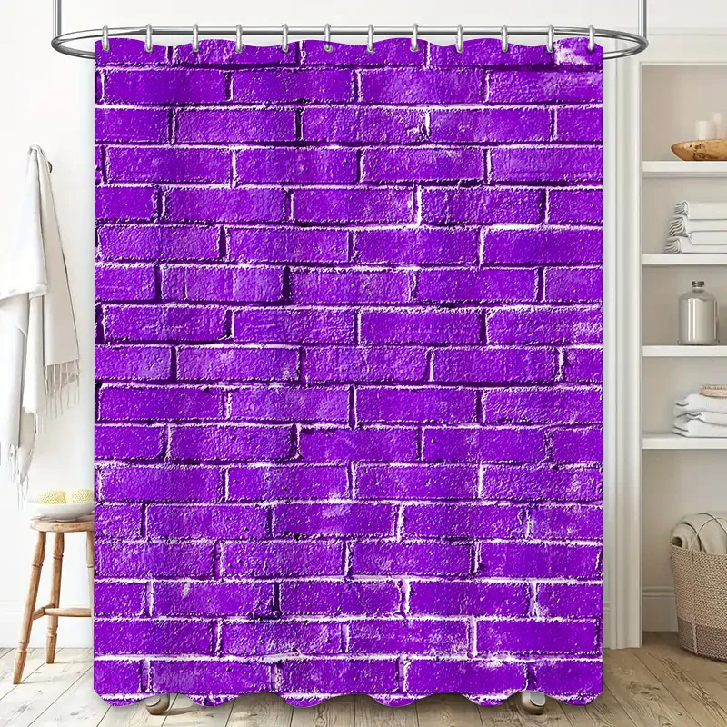 Purple Brick Textured Shower Curtain Waterproof Bathroom Decor Custom Size Available DIY Project Ideas for Your Home (Customized