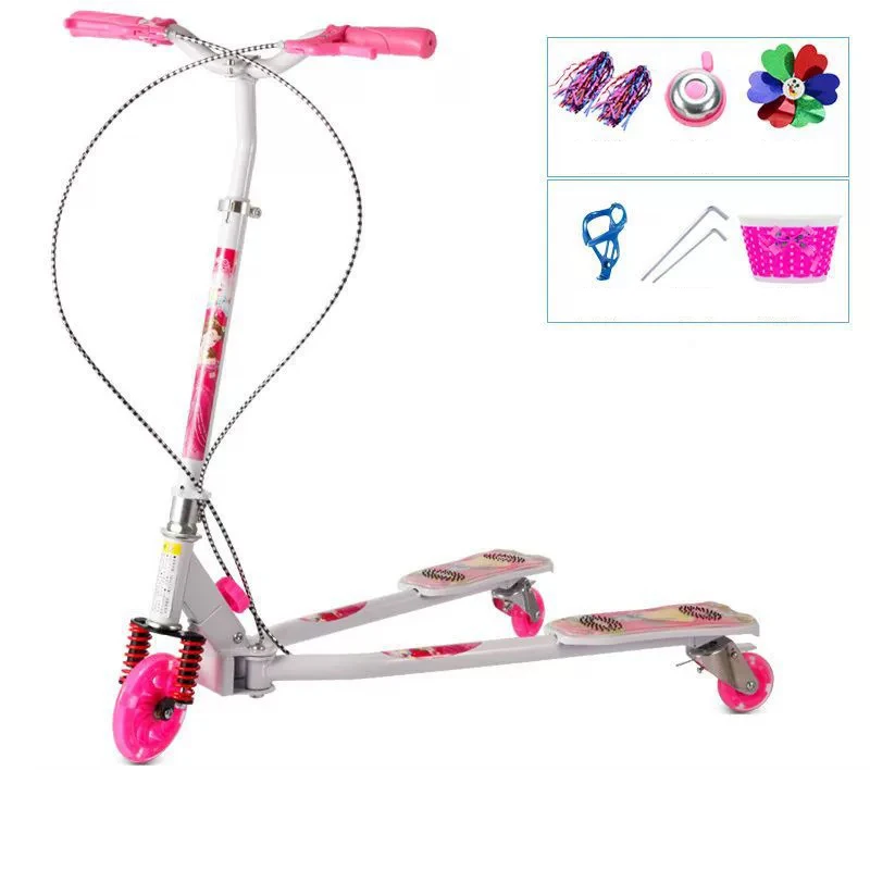 Patinete de deriva de 3 ruedas, scooter plegable ajustable para niños y adolescentes