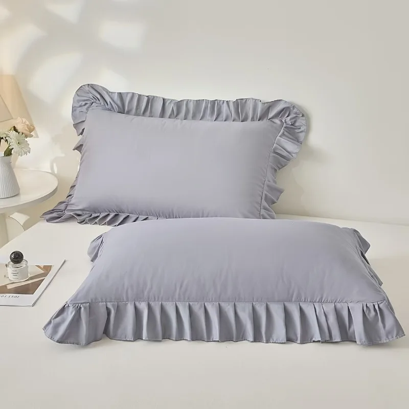 4pcs Soft & Breathable Ruffle Pillowcases with Elegant Ruffled Edge DesignHotel and More as Romantic Home Decor
