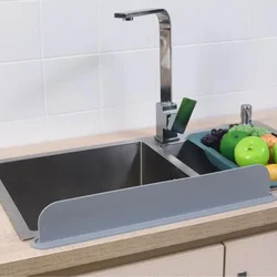 Reusable Silicone Barrier Countertop Sink Splash Guard Splashproof Bathroom Home Dish Washing Suction Cup Board Water Baffle