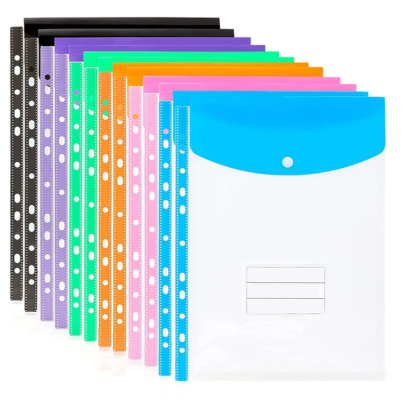 A4 Poly Envelope File Folder with Snap Button Waterproof Bag Money Bill Notebook Stationery Holder Office Documents Organizer