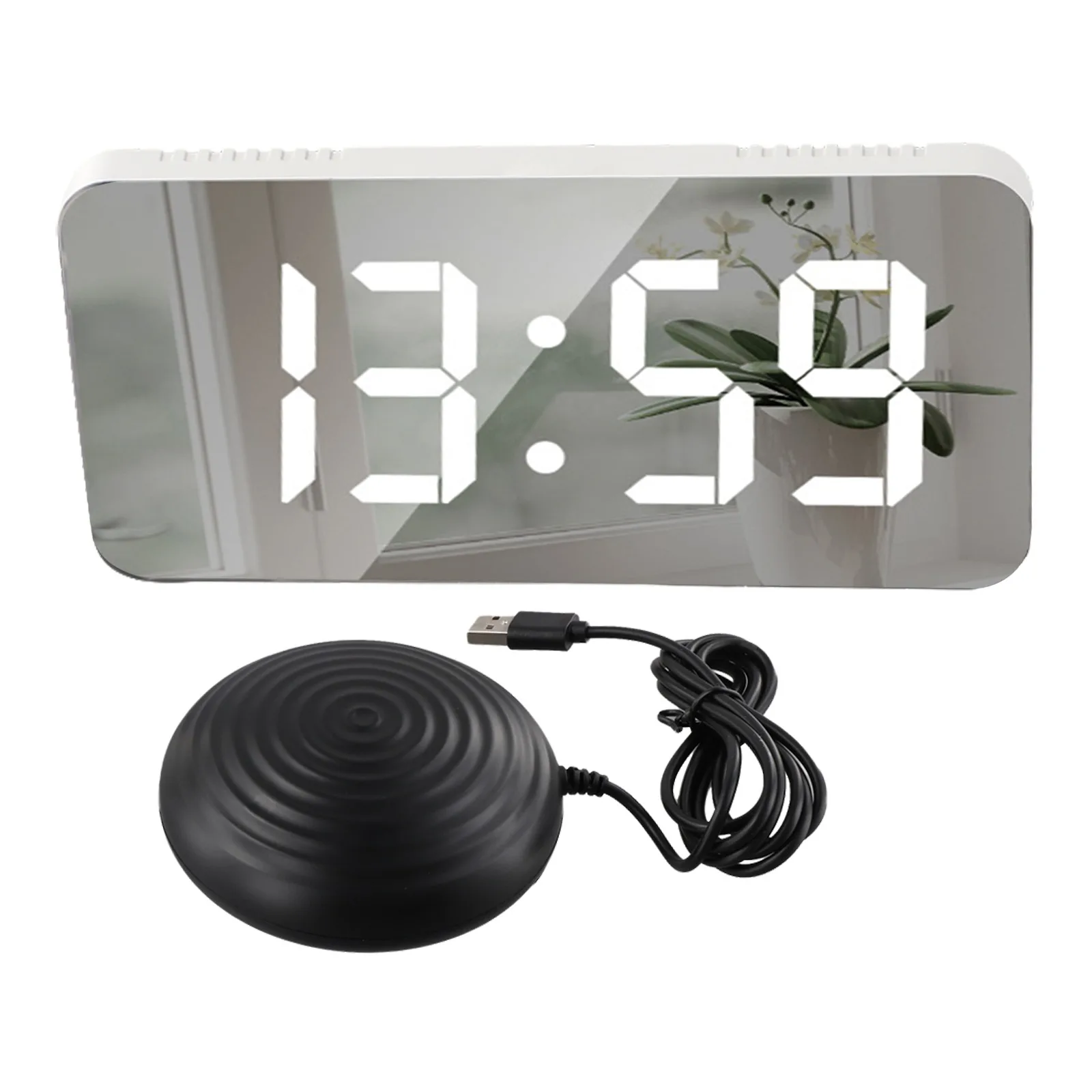 Adjustable Brightness LED Mirror Clock Customizable Brightness Levels Memory Function Snooze Functionality For Bedroom Decor