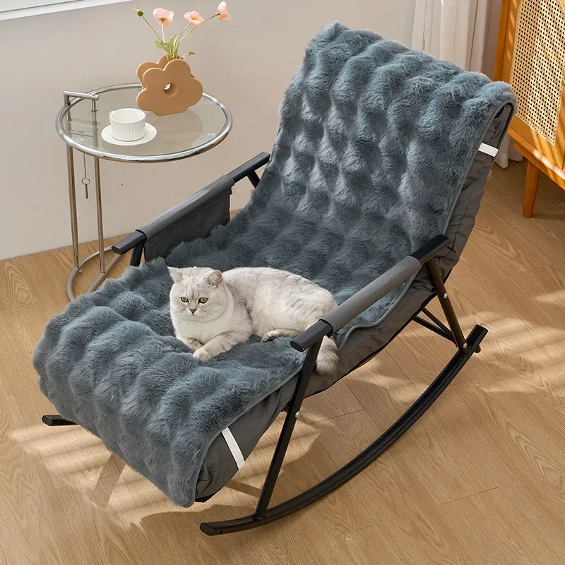 Breathable Bubble Velvet Lying Chair Cushion Smooth Soft Touch Rocking Chair Bolster Washable Lint‑Resistant Non-slip Stool Pad