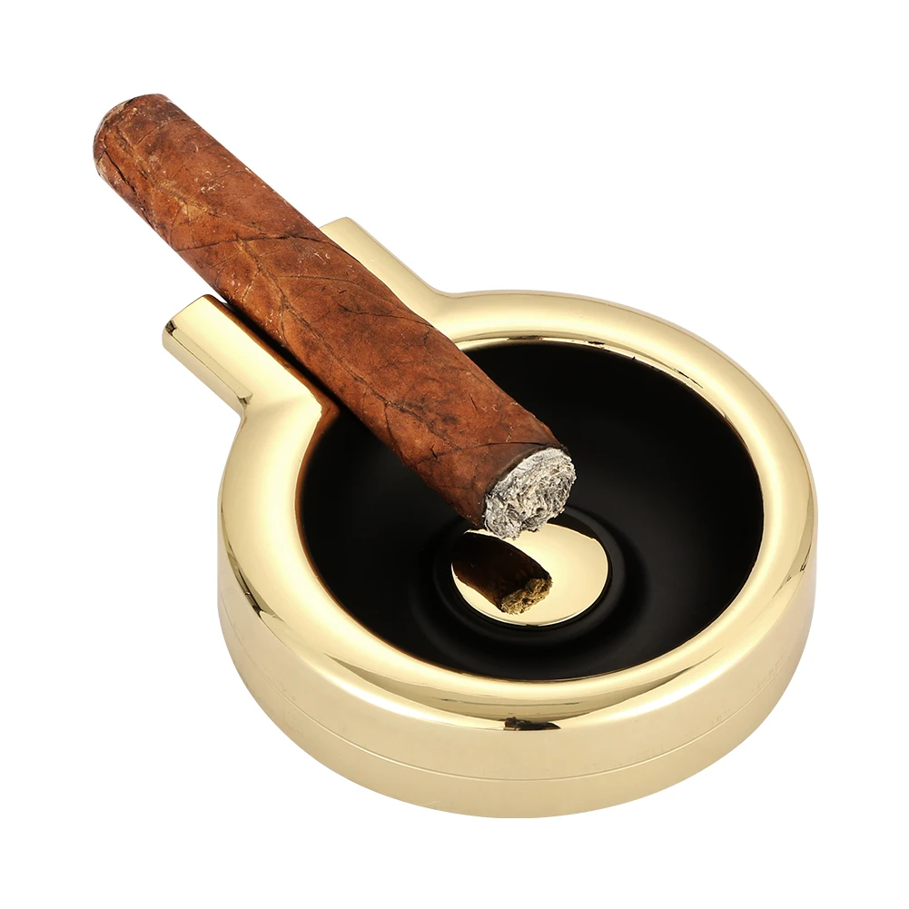 GALINER Cigar Ashtray Home Metal 1 Slot Tube Ashtrays Portable Round Smoking Gadgets Tabacco Travel Ash Tray Gift Box Packaging