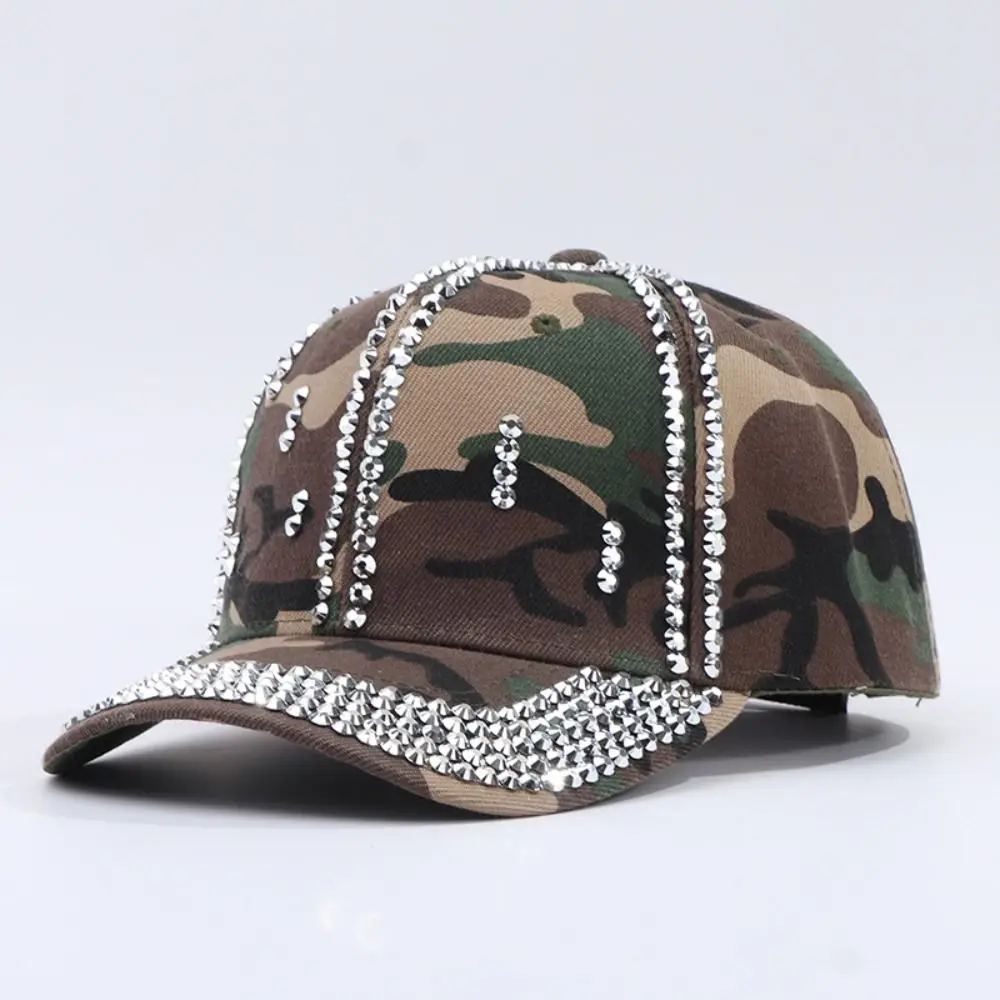 Baseball Cap Bling Crystal Decorative Adjustable Duckbill Cap Sun Protection Rhinestone Decor Streetwear Cap For Men Women
