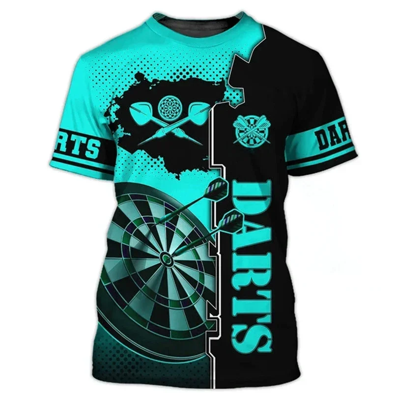 Darts Game Men's Fashion T-shirts Short Sleeve 3d Printed Street Style T Shirt Summer Dart Turntable Graphic Hip Hop Casual Tops